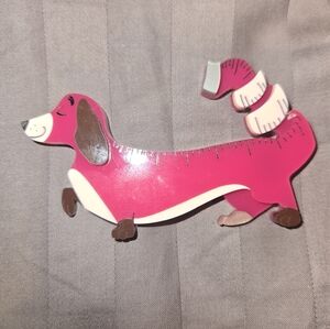 LaVidriola Meter Long Dashshund Pink Dog Brooch